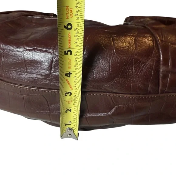 B. MAKOWSKY BROWN EMBOSSED LEATHER SATCHEL PURSE SHOULDER BAG - Picture 7 of 12